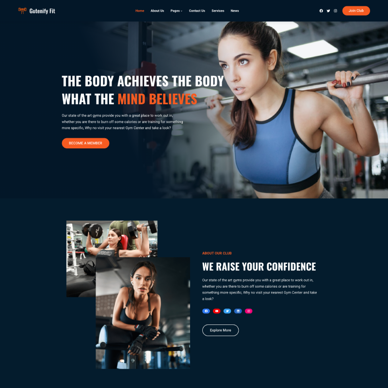Gutenify GYM Starter Template