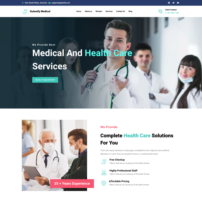 Gutenify Medical WordPress theme screenshot