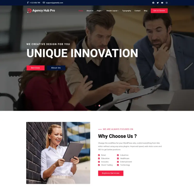 Gutenify Agency WordPress theme screenshot