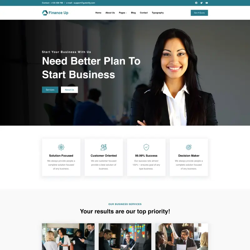 Gutenify Finance WordPress theme screenshot