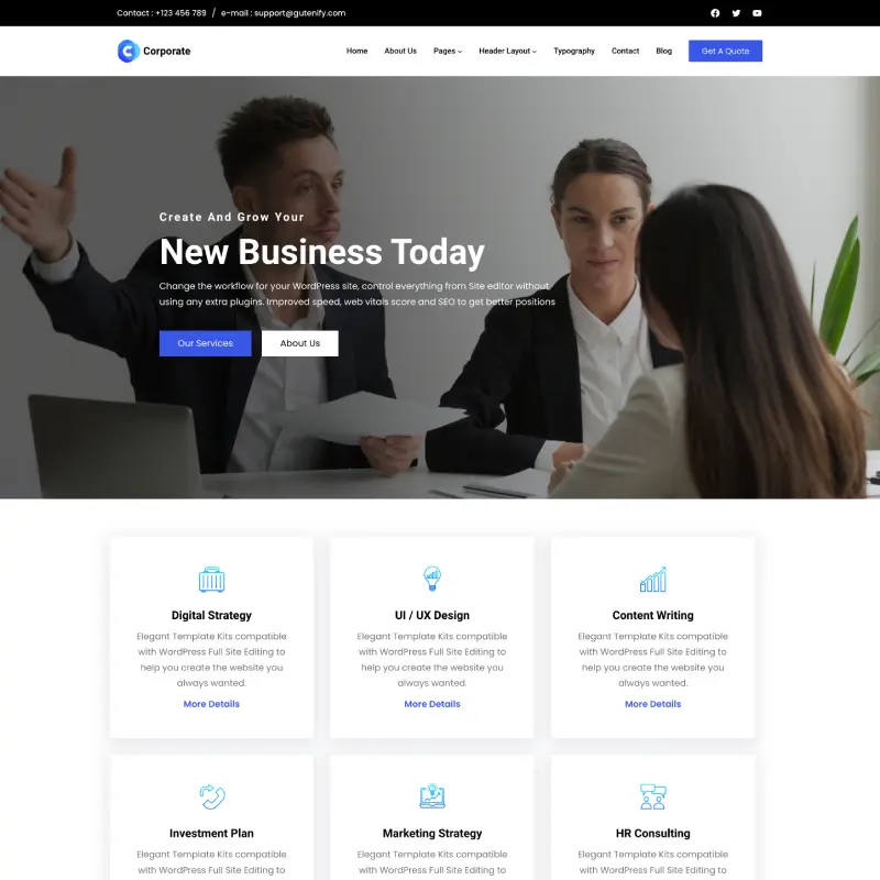 Gutenify Corporate WordPress theme screenshot