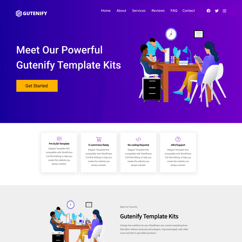 Gutenify Template Kit WordPress theme screenshot