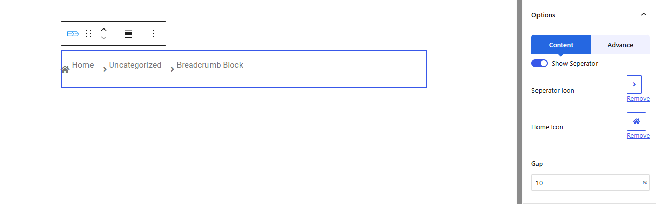 breadcrumb block
