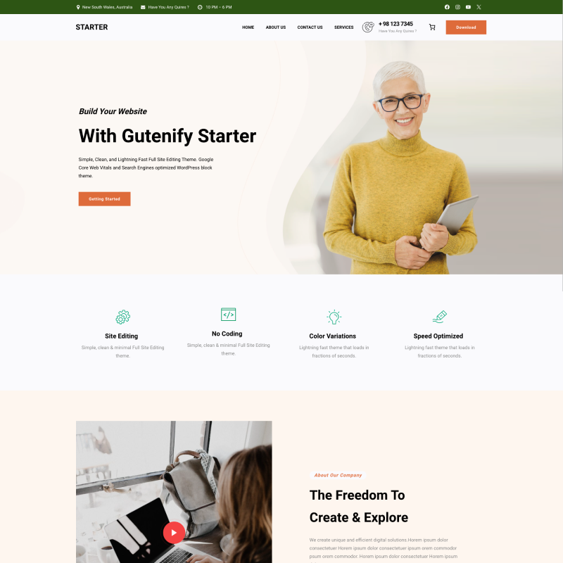 Gutenify Starter WordPress theme screenshot