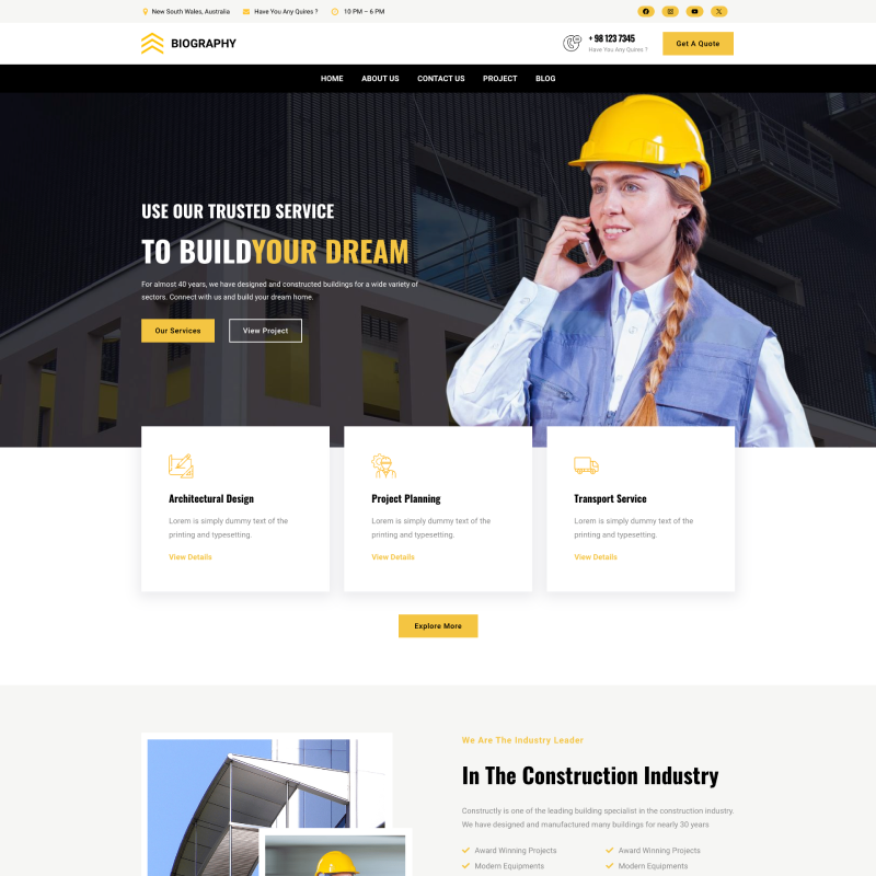 Gutenify Construction Starter Template