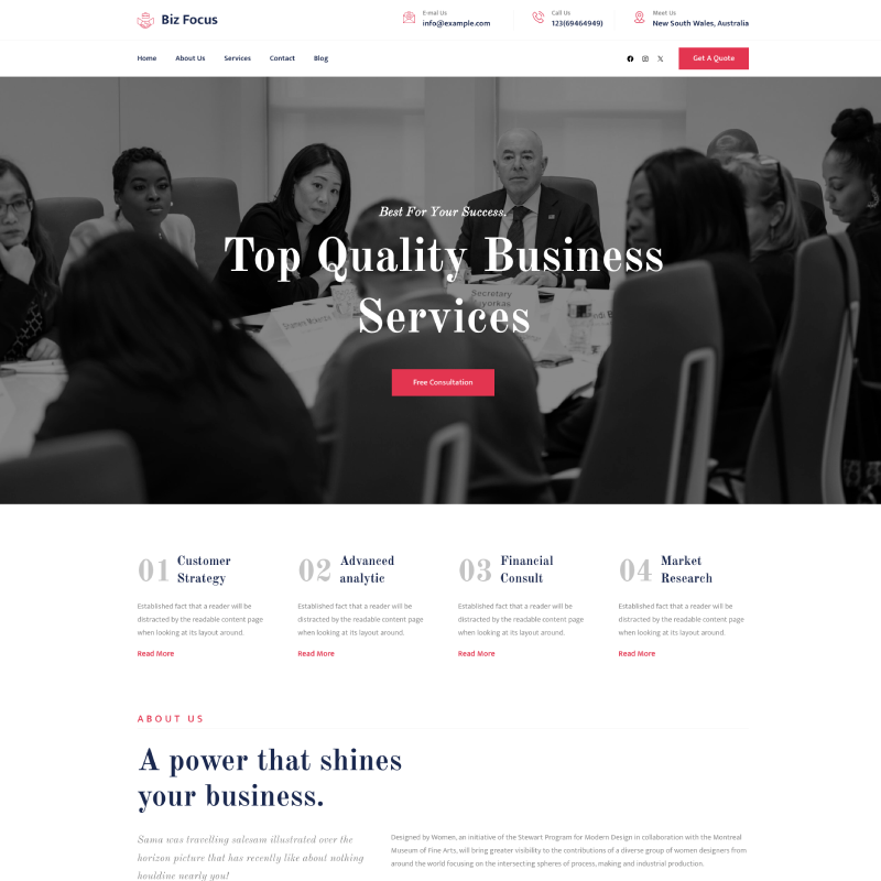 Gutenify Biz Focus WordPress theme screenshot