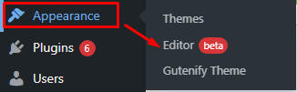 Opening the Editor from Appearance