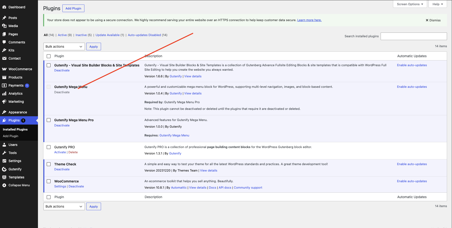 Installing and activating Gutenify Mega Menu in WordPress